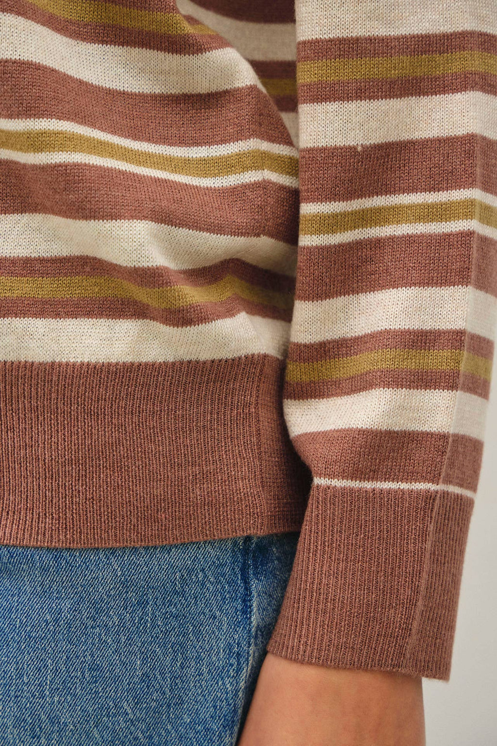 FEATHER WEIGHT MULTI STRIPED SWEATER