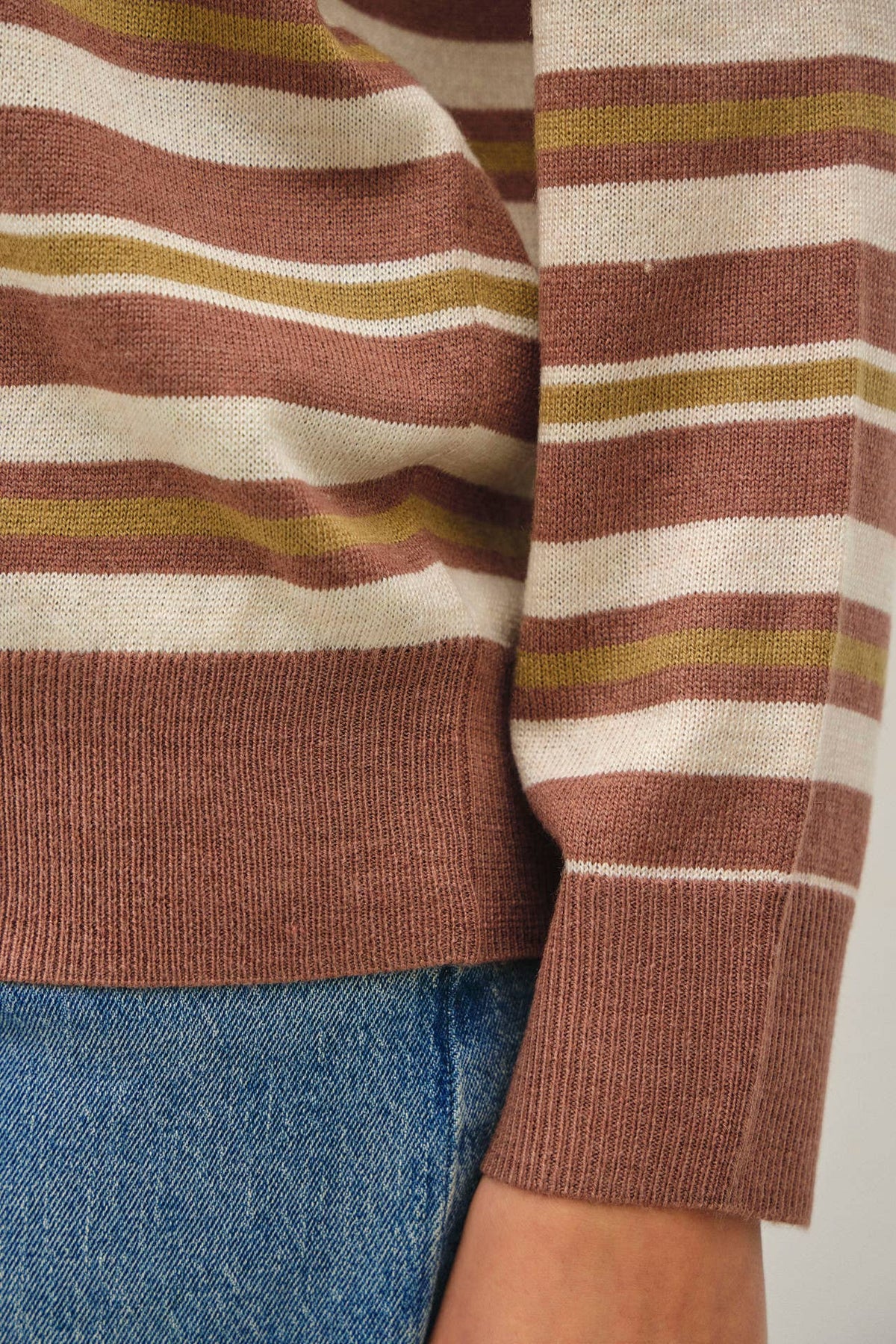 FEATHER WEIGHT MULTI STRIPED SWEATER