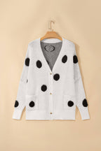 Polka Dot Oversized Button Front Cardigan (S-XL)