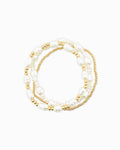 Pearl Gold Bead Mix Stretch Bracelet Set of 3