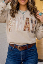 PRAY Plaid Letter Patchwork Sweatshirt