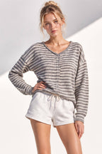 Button Down Stripe Sweater